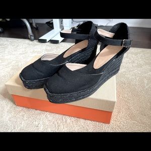 Castaner Carol Black Wedge Platform Sandals